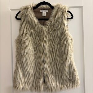 Faux Fur Vest in Cream and Brown